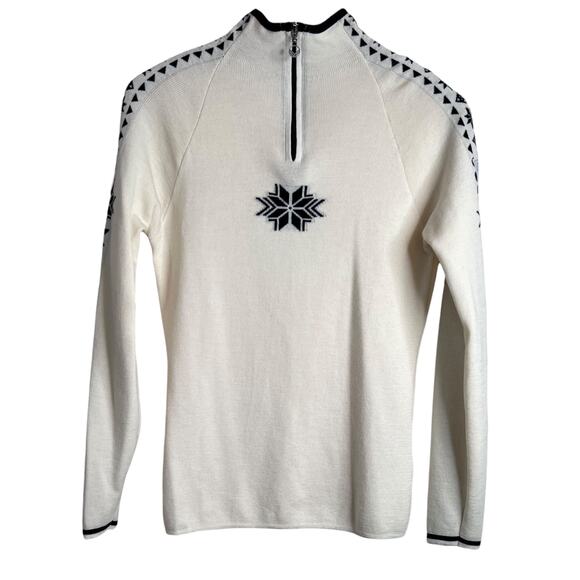 DALE OF NORWAY Geilo Sweater Merino Wool Nordic Half Zip in Cream Women’s Medium - Picture 5 of 14